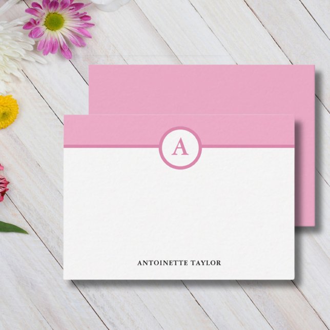 Pink Monogram Personalised Note Cards (Creator Uploaded)