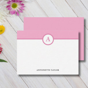 Pink Monogram Personalized Note Cards