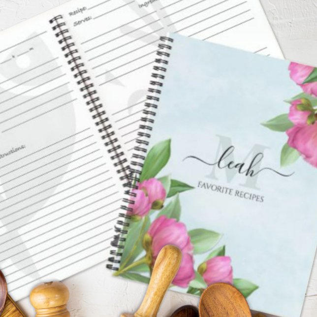 Pink Monogram Personalized Recipe Notebook (Creator Uploaded)