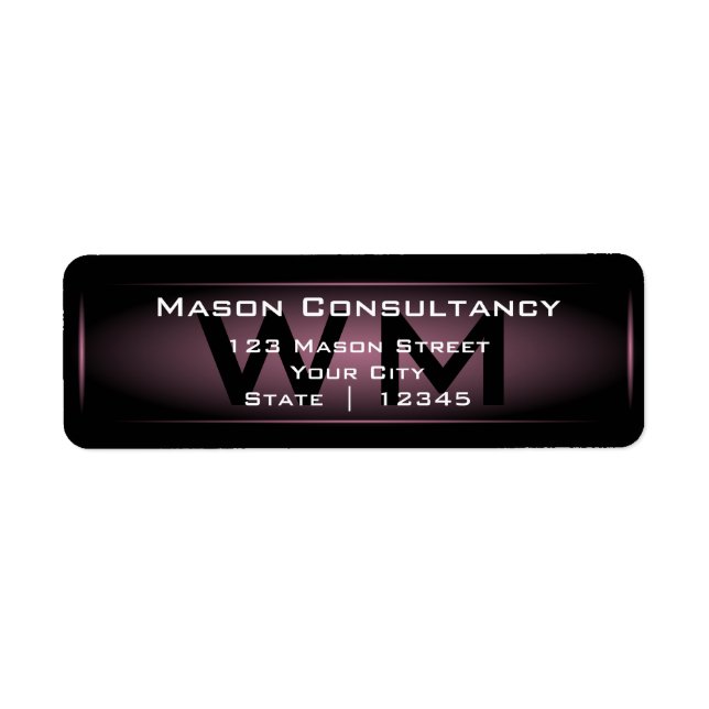 Pink Monogram Return Address Label (Front)