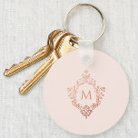 Pink Monogram Rose Gold Crest Elegant Vintage  Key Ring<br><div class="desc">A pink and rose gold elegant monogram design with a vintage air. The monogram initial is inside a vintage (faux) rose gold crest, the background is blush pink. The vintage floral crest from an old book cover binding, of the book "Rust, Smut Mildew & Mould", from 1870, now in the...</div>