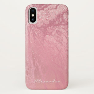 Pink Monogram Rose Gold Glitter and Sparkle iPhone X Case