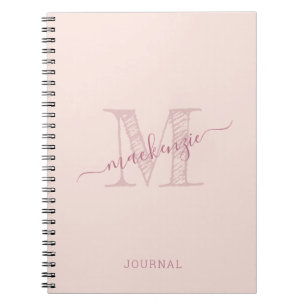 Pink Monogram Rustic Chic Personalised Notebook