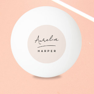 Pink Monogram Script Personalised Name Ping Pong Ball