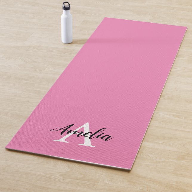 Pink Monogram Script Yoga Mat (In Situ)