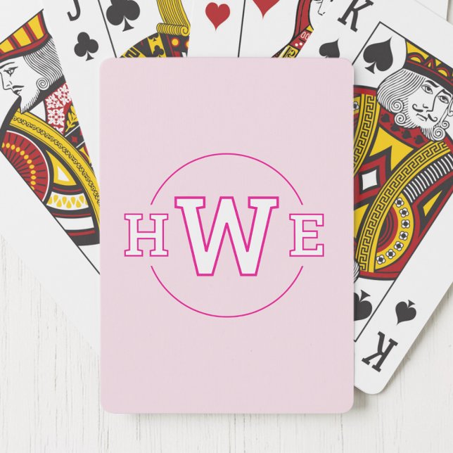 Pink Monogram Simple Initials Modern Girly Retro Playing Cards (Pink Monogram Simple Initials Modern Girly Retro Poker Cards)