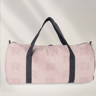 pink monogram simple modern womens duffle bag