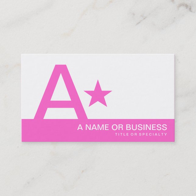 pink monogram star business card (Front)
