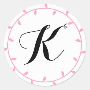 Pink Monogram Stickers Template