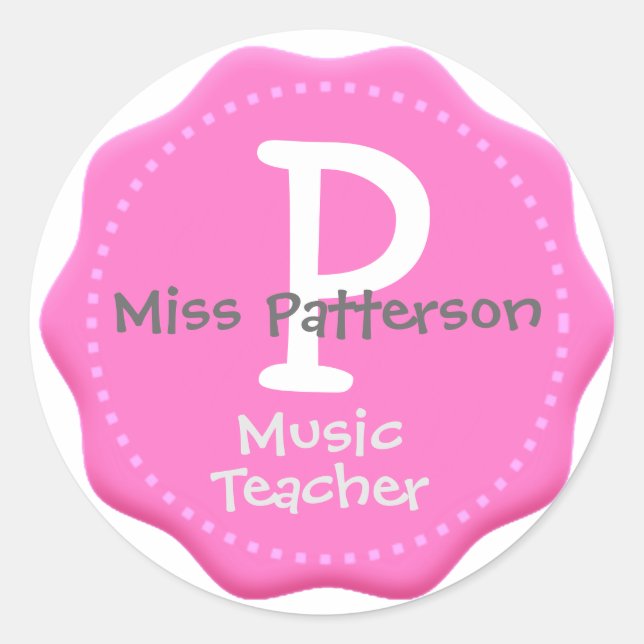 Pink Monogram Teachers Stickers (Front)