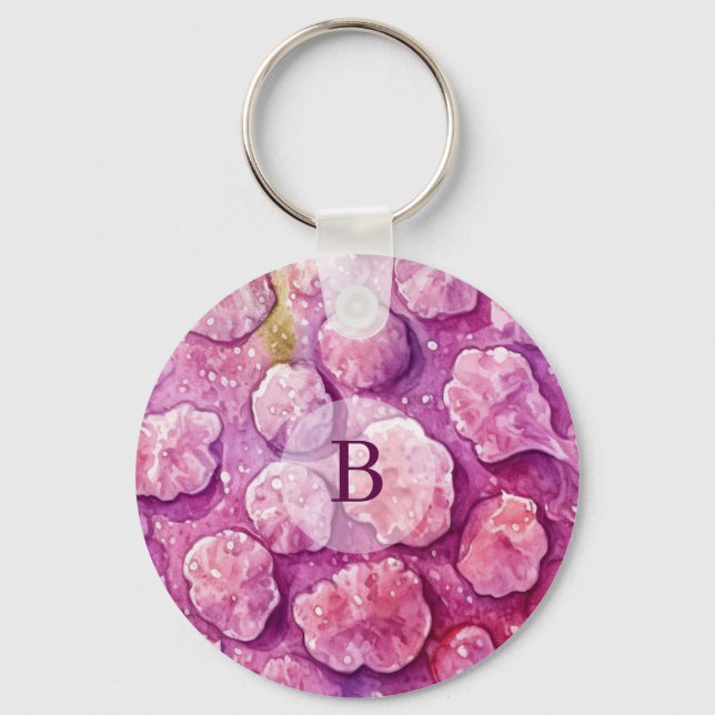 Pink Monogram Virus Bacteria Pattern Key Ring (Front)