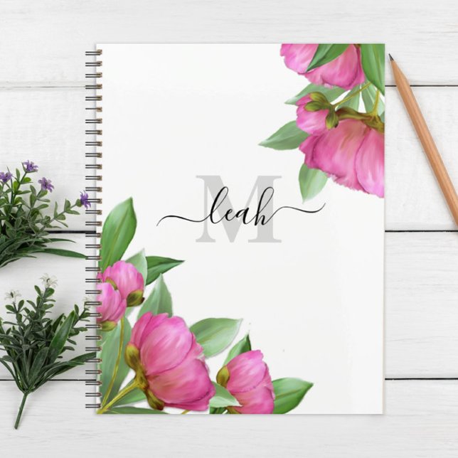 Pink Monogram Watercolor Floral Custom Planner (Creator Uploaded)