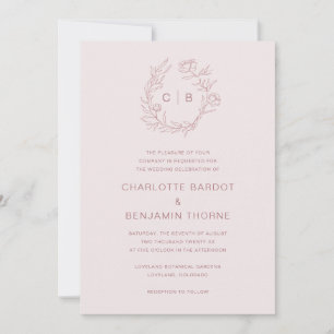 Pink Monogram Wedding Invitation