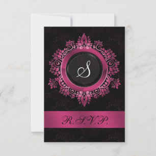 pink monogram wedding RSVP standard 3.5 x 5 Card
