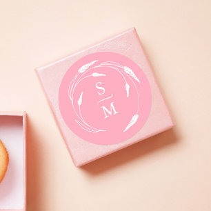 Pink Monogram Wedding Stickers