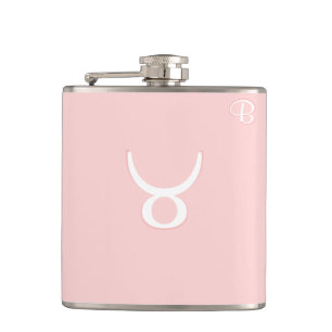 Pink Monogrammed Flask - Zodiac - Taurus