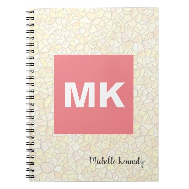 Pink Monogrammed Professional Modern Mosaic Notebook (Front)