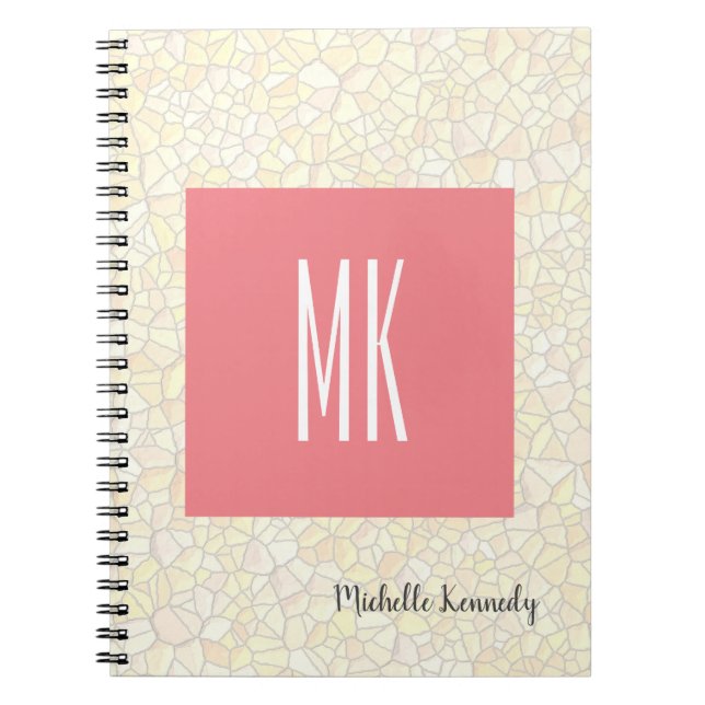 Pink Monogrammed Professional Modern Mosaic Notebook (Front)