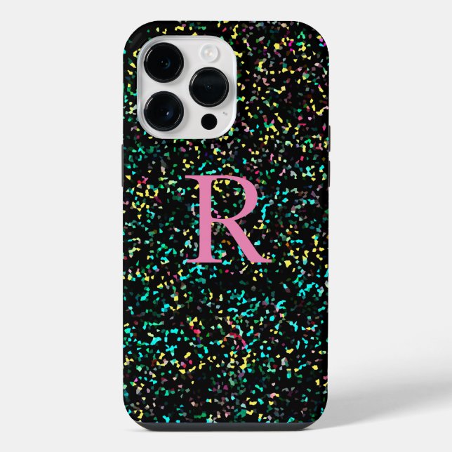Pink Monograms Glitter Patterns Colourful Custom iPhone Case (Back)