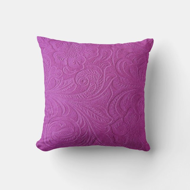 Pink Monotones Floral Swede Leather look Cushion (Front)