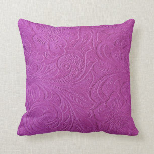 Pink Monotones Floral Swede Leather look Cushion