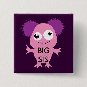 Pink Monster Big Sister 15 Cm Square Badge
