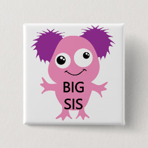 Pink Monster Big Sister 15 Cm Square Badge
