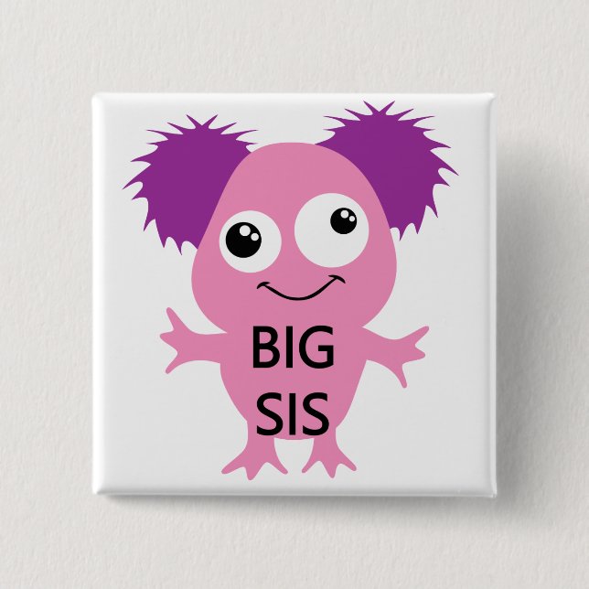 Pink Monster Big Sister 15 Cm Square Badge (Front)