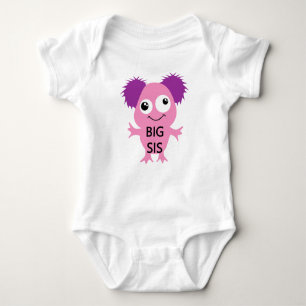 Pink Monster Big Sister Baby Bodysuit