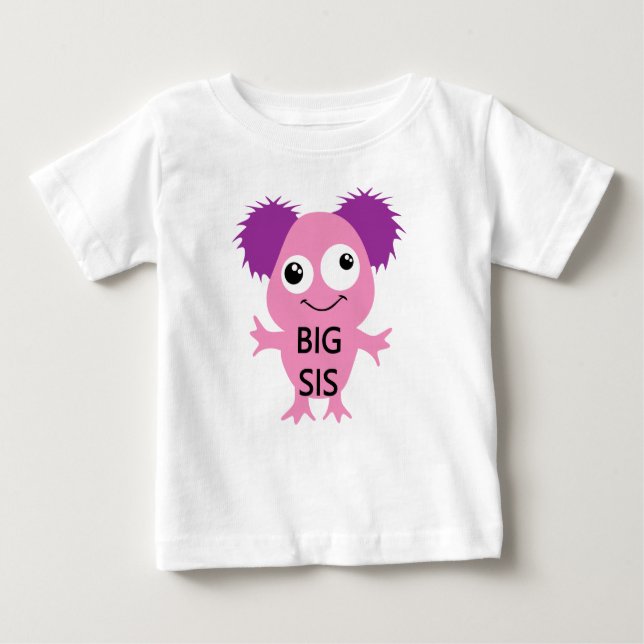 Pink Monster Big Sister Baby T-Shirt (Front)