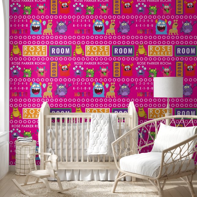Pink Monster Kids' Rooms Child Name antistress Wallpaper (Kids)