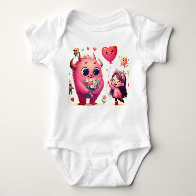 Pink Monster toddler  Baby Bodysuit (Front)