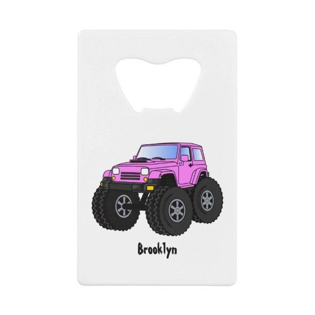 Pink monster truck cartoon illustration (Front)