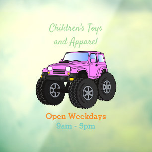 Pink monster truck cartoon illustration