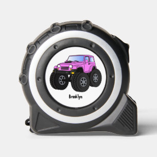 Pink monster truck cartoon illustration  1