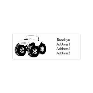 Pink monster truck cartoon illustration rubber stamp