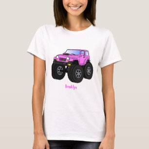 Pink monster truck cartoon illustration T-Shirt