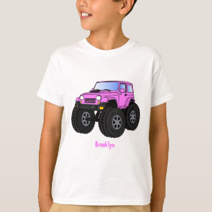 Pink monster truck cartoon illustration T-Shirt