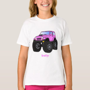 Pink monster truck cartoon illustration T-Shirt