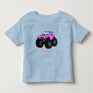 Pink monster truck cartoon illustration toddler T-Shirt