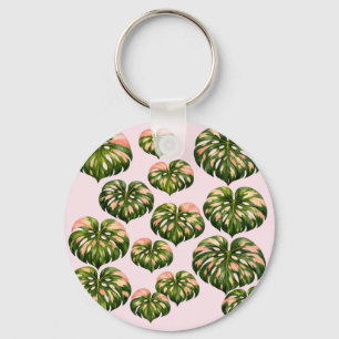 Pink Monstera Plant tote bag fun botanical Key Ring