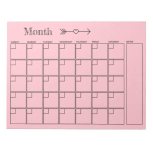 Pink Monthly Planner Notepad
