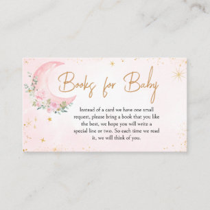 Pink Moon and Stars Baby Shower Books for Baby Enclosure Card
