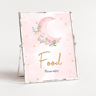 Pink Moon and Stars Baby Shower Food Poster