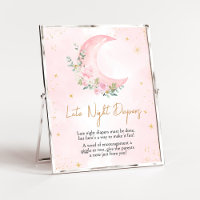 Pink Moon and Stars Baby Shower Late Night Diapers