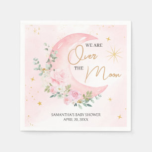 Pink Moon and Stars Baby Shower Napkin