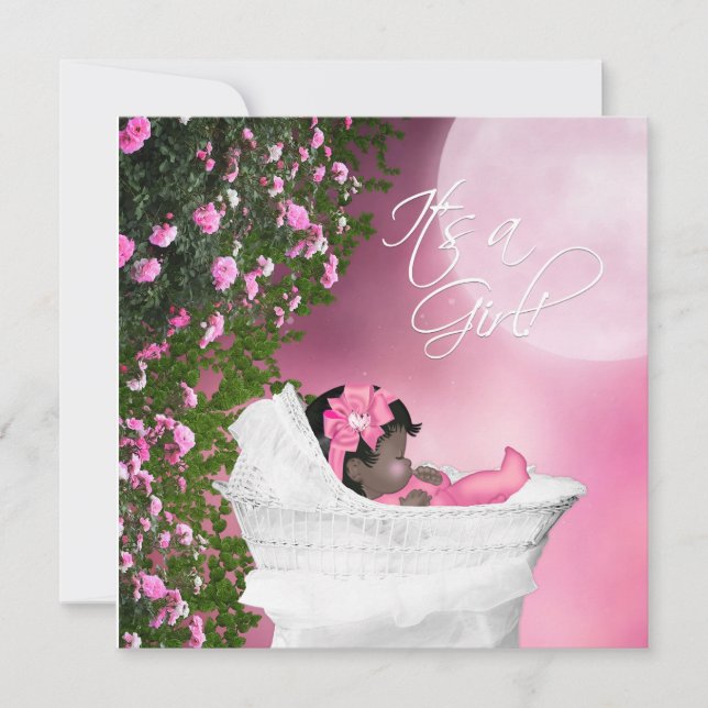 Pink Moon Baby Girl Shower Invitation (Front)
