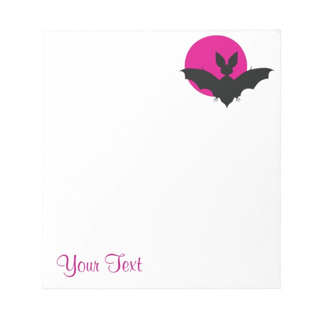 Pink Moon Bat Silhouette Gothic Art Notepad (Front)