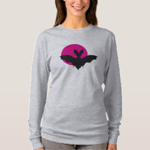 Pink Moon Bat Silhouette Gothic Art T-Shirt