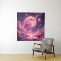Pink Moon Cherry Blossom Fantasy Night Sky — Dream